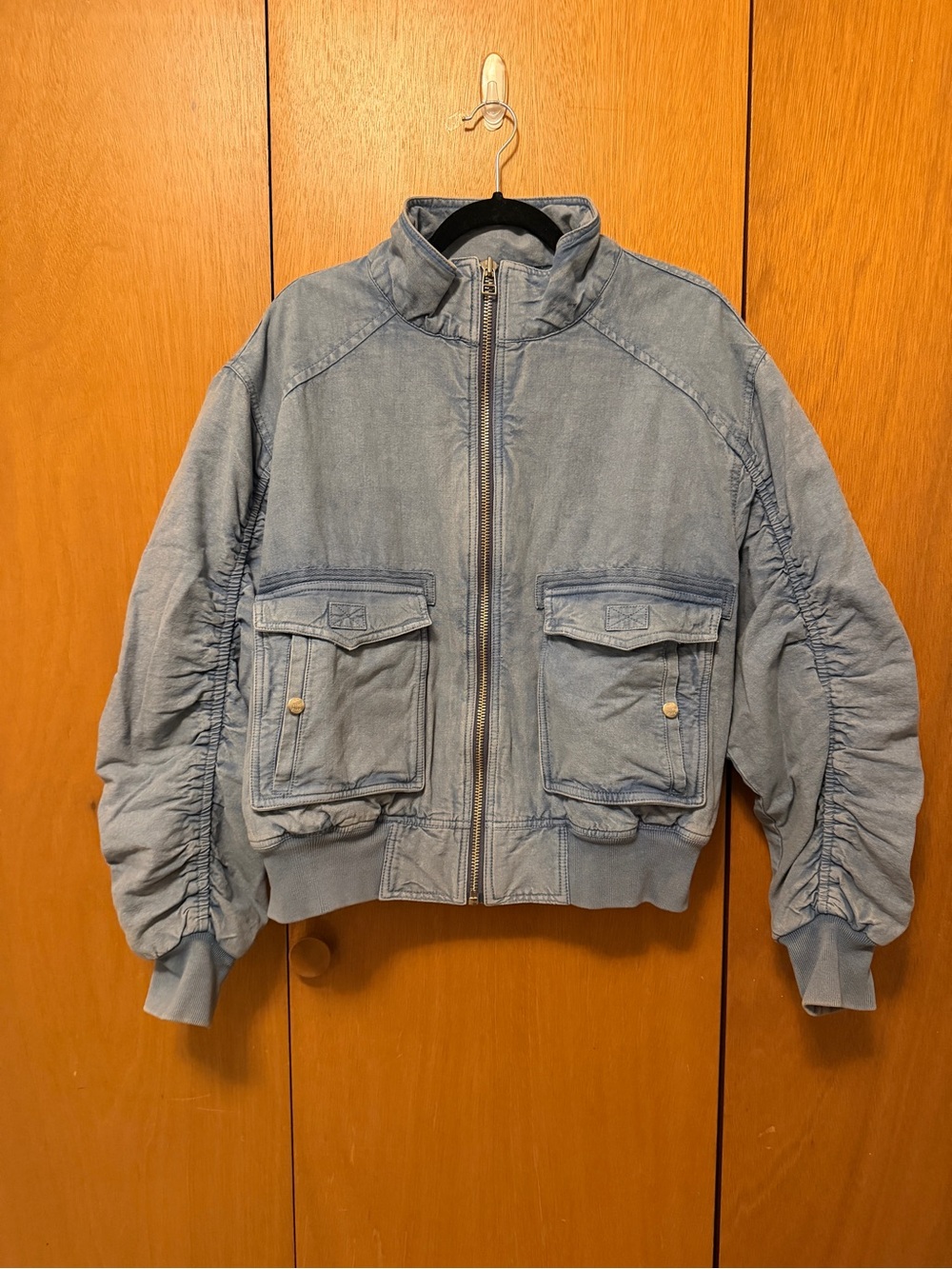 Free People Light Blue Women's Utility Bomber Jacket